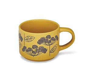 Cooksmart British Designed Stacking Coffee Mug | Ceramic Coffee Mugs for Home or Work | Large Mugs for Hot Drinks | Tea and Coffee Cups - Retro Meadows