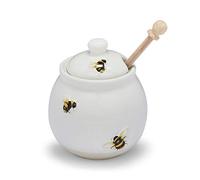 Cooksmart Bumble Bee Ceramic Honey Pot and Drizzler | British Designed Honey Jar With Honey Dipper | Honey Jars For All Types of Homes or Restaurants