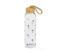 Cooksmart Bumble Bees 500ml Glass Water Bottle | British Designed, Eco-Friendly, Leak Resistant, Carry Handle, Home, Office, Sports, Reusable, Everyday Hydration