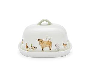Cooksmart Buttercup Farm Ceramic Butter Dish with Lid for Kitchen Use