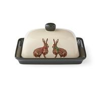 Cooksmart Christmas Heritage Hare Butter Dish | Glass Butter Dish with Lid for Kitchen & Table | Durable Ceramic & Glass Storage Container | Stylish Country Design Butter Tray for Everyday Use