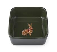 Cooksmart Christmas Heritage Hare Nibble/Dip Bowl Square Green | Ceramic Kitchen Bowl for Snacks, Dips & Condiments | Durable Square Serving Bowl for Kids, Adults & Festive Dining