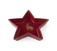 Cooksmart Christmas Heritage Hare Nibble/Dip Bowl Star Red | Ceramic Kitchen Bowl for Snacks, Dips & Condiments | Durable Star-Shaped Serving Bowl for Kids, Adults & Festive Dining