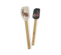 Cooksmart Christmas Heritage Hare Set of 2 Spatulas | Rubber and Silicone Kitchen Spatulas for Cooking & Baking | Durable Utensils Set with Rustic Hare Design | Essential Tool for Everyday Kitchen Use