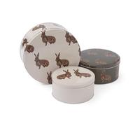Cooksmart Christmas Heritage Hare Set of 3 Round Cake Tins | Durable Baking Pans for Cakes & Bread | Non-Stick Round Cake Tins with Rustic Hare Design | Essential Bakeware for Home & Events
