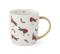 Cooksmart Christmas Robins Retreat Barrel Mug | Large Ceramic Coffee & Tea Mug for Hot Drinks | Durable Earthenware Cup with Festive Robin Design | Gift for Mum, Wife, Husband & Coffee Lovers