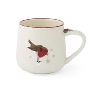 Cooksmart Christmas Robins Retreat Bell Mug | Large Ceramic Coffee & Tea Mug for Hot Drinks | Durable Earthenware Cup with Festive Robin Design | Gift for Mum, Wife, Husband & Coffee Lovers