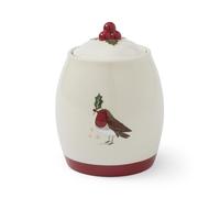 Cooksmart Christmas Robins Retreat Canister/Cookie Jar | Airtight Ceramic Storage Jar for Biscuits, Coffee, Tea & Sugar | Durable Kitchen Canister with Festive Robin Design for Pantry & Counter