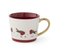 Cooksmart Christmas Robins Retreat Conical Mug | Large Ceramic Coffee & Tea Mug for Hot Drinks | Durable Earthenware Cup with Festive Robin Design | Gift for Mum, Wife, Husband & Coffee Lovers