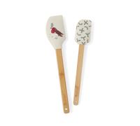 Cooksmart Christmas Robins Retreat Set of 2 Spatulas | Rubber and Silicone Kitchen Spatulas for Cooking & Baking | Durable Utensils Set | Essential Tools for Everyday Kitchen Use