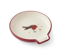 Cooksmart Christmas Robins Retreat Spoon Rest | Decorative Ceramic Spoon Holder with Festive Robin Design | Practical Kitchen Utensil Rest for Cooking Spoons, Teaspoons & Everyday Kitchen Use