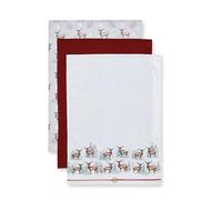 Cooksmart Christmas Stag Pack of 3 Tea Towels for Kitchen Use