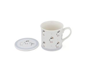 Cooksmart Coastal Birds Tankard Mug & Coaster Set | British Designed Mug & Coaster with Gulls & Puffins | New Bone China Mugs | Dishwasher & Microwave Safe | Drinkware for Home & Kitchen