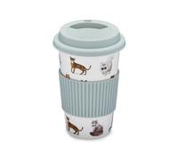 Cooksmart Curious Cats Ceramic Travel Mug With Silicone Band
