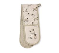 Cooksmart Double Oven Gloves Heat Resistant | British Designed Heat Resistant Oven Gloves | Modern Oven Mitt & Potholder for Home Cooking | Maximum Heat Protection Kitchen Oven Gloves - Highland Sheep