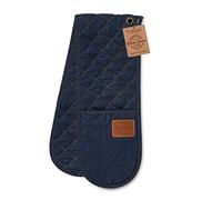 Cooksmart Double Oven Gloves Heat Resistant | British Designed Heat Resistant Oven Gloves | Modern Oven Mitt & Potholder for Home Cooking | Heat Protection Kitchen Oven Gloves - Oxford Denim
