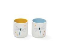 Cooksmart British Designed Pack of 2 Stackable Egg Cups | Ceramic Egg Cup for Breakfast | Egg Poacher Cups for All Types of Kitchen - English Meadow