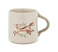 Cooksmart Forest Fable Beige Reverse Conical Mug, 330 ml Stoneware Cup | British designed, woodland-inspired embossed design, farmhouse drinkware, dishwasher safe, microwave safe, comfortable handle