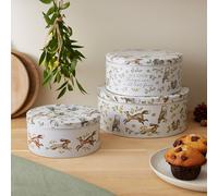 Cooksmart Forest Fable Set of 3 Round Cake Tins | British Designed Nesting Storage Tins | Woodland-Inspired Baking Containers | Durable Tin Plate Steel | Stylish & Practical Kitchen Storage