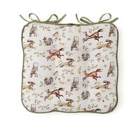 Cooksmart Forest Fable Seat Pad | British Designed 100% Cotton Twill Chair Cushion | Woodland Animal Print | Soft & Supportive Polyester Filling | Stylish Dining & Kitchen Seat Pad | Hand Wash Only