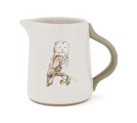 Cooksmart Forest Fable Small Stoneware Jug, Milk & Cream Pitcher | British designed, woodland-inspired style, embossed owl & leaf handle, farmhouse décor, dishwasher safe, microwave safe