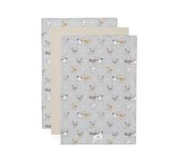 Cooksmart Hen House Lane 3 Pack Tea Towels | British Designed 100% Cotton Kitchen Towels | Farmhouse-Inspired Sage Grey Design | Soft, Absorbent & Durable Dish Cloths | Machine Washable