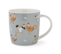 Cooksmart Hen House Lane Barrel Mug | Rustic Farmhouse New Bone China Mug | Charming Hen & Farm Print | Durable & Stylish Everyday Mugs | 380ml Capacity | Dishwasher & Microwave Safe