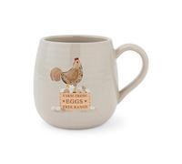 Cooksmart Hen House Lane Beige Belly Mug | Farmhouse Stoneware Coffee Cup | Ribbed & Embossed Hen Design | Rustic Tea Mug for Home & Kitchen | Dishwasher & Microwave Safe | 400ml