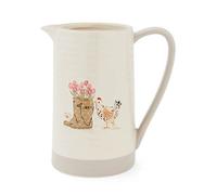 Cooksmart Hen House Lane Large Jug | British Designed Farmhouse Kitchenware | Embossed Stoneware Jug with Ribbed Body | Rustic Countryside Style | Dishwasher & Microwave Safe
