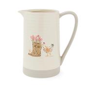 Cooksmart Hen House Lane Large Jug | British Designed Farmhouse Kitchenware | Embossed Stoneware Jug with Ribbed Body | Rustic Countryside Style | Dishwasher & Microwave Safe