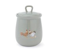 Cooksmart Hen House Lane Ceramic Canister | British Designed Farmhouse Kitchen Storage Jar | Sage Grey Rustic Style | Durable & Stylish Kitchen Accessory | Hand Wash Only