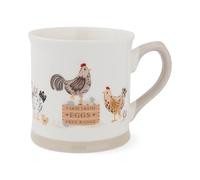 Cooksmart Hen House Lane Tankard Mug | Large 425ml Farmhouse-Style Mug | Durable New Bone China | Rustic Hen & Farm Print | Comfortable Handle | Dishwasher & Microwave Safe