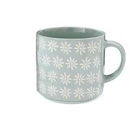 Cooksmart Homestead Grey Blue Stackable Coffee Mug | Ceramic stoneware, large capacity, comfortable handle, durable finish, versatile hot drink use