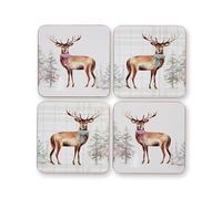 Cooksmart Pack of 4 Drink Coasters | British Designed Eco Cork Drinks Coasters For Modern Homes | Coasters For Drinks For All Types of Cups & Mugs - Christmas Stag