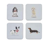Cooksmart Pack of 4 Drink Coasters | British Designed Eco Cork Drinks Coasters For Modern Homes | Coasters For Drinks For All Types of Cups & Mugs - Curious Dogs