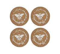 Cooksmart Pack of 4 Drink Coasters | British Designed Eco Cork Drinks Coasters For Modern Homes | Coasters For Drinks For All Types of Cups & Mugs - Bumble Bees