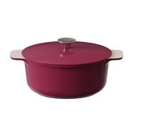 Cooksmart Signature 20cm Casserole Pot with Lid - Cast Aluminium | Non-Stick | PFOA & PFAS Free | Free Felt Pan Protector | Induction, Gas, & Electric Hob Compatible (Raspberry)