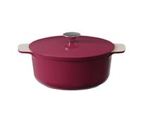 Cooksmart Signature 24cm Casserole Pot with Lid, Aluminium, Raspberry