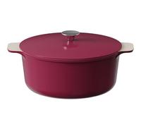 Cooksmart Signature 28cm Casserole Pot with Lid - Cast Aluminium | Non-Stick | PFOA & PFAS Free | Free Felt Pan Protector | Induction, Gas, & Electric Hob Compatible (Raspberry)