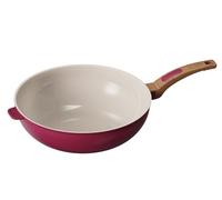 Cooksmart Signature 30cm Wok Pan, Cast Aluminium, Raspberry