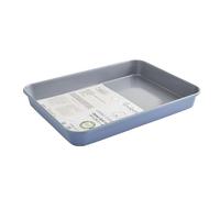 Cooksmart Signature 39cm Deep Baking Tray, Carbon Steel, Blue | PFOA-free non-stick coating, includes iron rack, oven safe, dishwasher safe, durable bakeware design