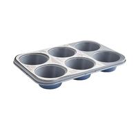 Cooksmart Signature 6 Cup Muffin Tray - Cast Aluminium | PFOA-Free Non-Stick | Stylish Design | Dishwasher Safe | Perfect for Muffins, Cupcakes & Mini Bakes | Blue