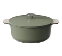 Cooksmart Signature Casserole Pot with Lid 24cm - Sage Green | Cast Aluminium Ceramic Non-Stick | Induction, Gas, Ceramic & Electric Hob Compatible | Dishwasher Safe | Ergonomic Handles