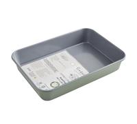 Cooksmart Signature Roasting Tin 34cm - Carbon Steel | PFOA-Free Non-Stick Coating | Oven Compatible | Dishwasher Safe | Elegant Green Finish | Ideal for Roasting & Baking