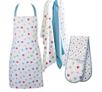 Cooksmart Spotty Dotty 5 Piece Kitchen Apron Oven Gloves Tea Towels Set