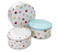 Cook Smart England Set of 3 Cake Storage Tins | Cake Tin/Biscuit Tin Available as Square Storage Tin or as Round Storage Tin (Spotty Dotty)