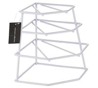 Cookspace Corner 4 Tier Heavy Duty Chrome Plated Plate Holder Stand Space Saver Storage Rack (White)