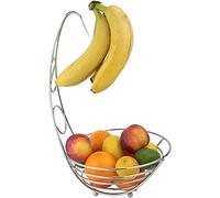 CookSpace Stylish Chrome Fruit Basket with Banana Hanger Hook