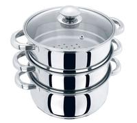 Cookspace (TM) 3 Tier Stainless Steel Induction 24 Centimetre Steamer with Glass Vented Lid
