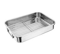 CookSpace (TM) Large Stainless Steel Roasting Pan with Stainless Steel Racks (37cm x 28cm x 6cm)